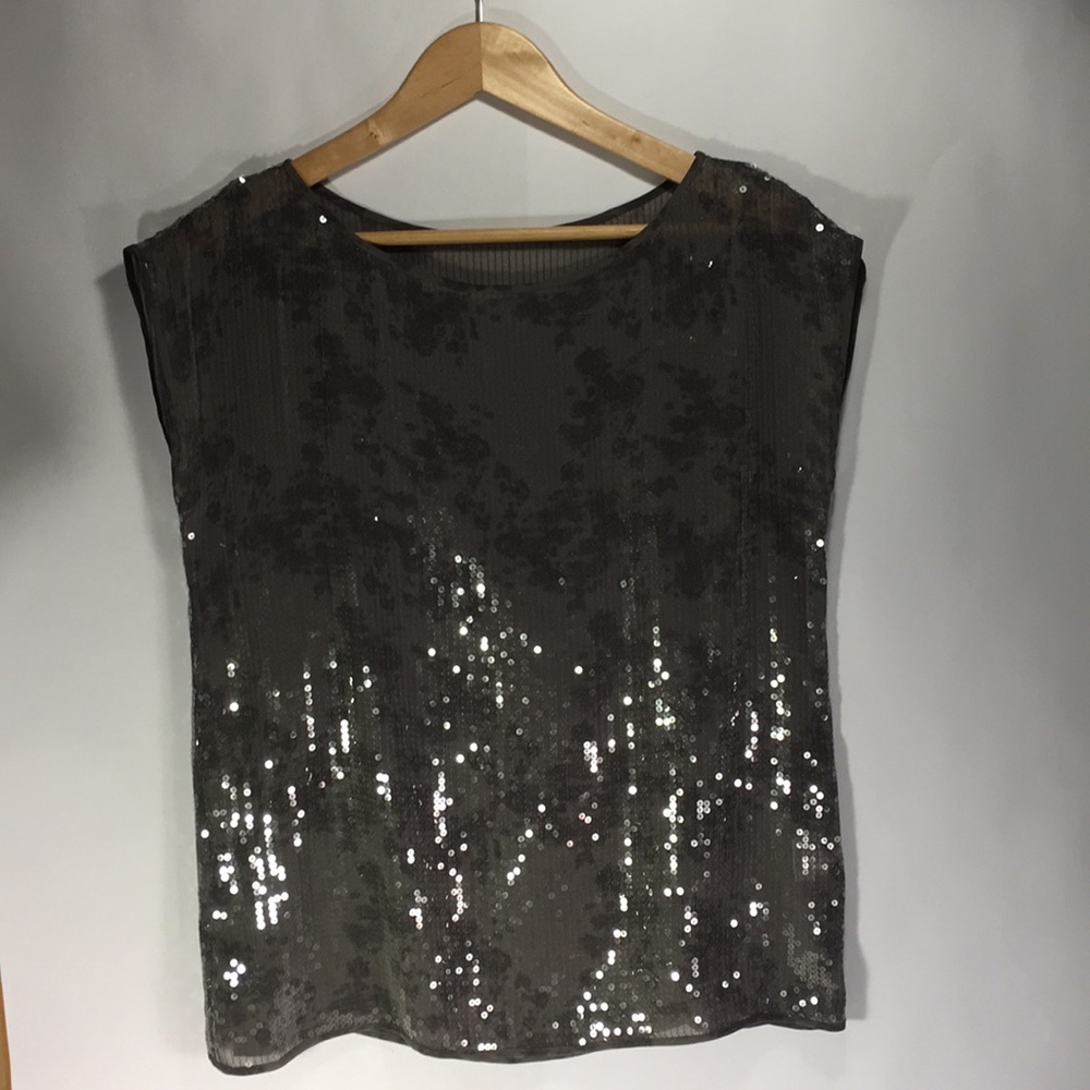 Eileen Fisher Silver Sequined Top